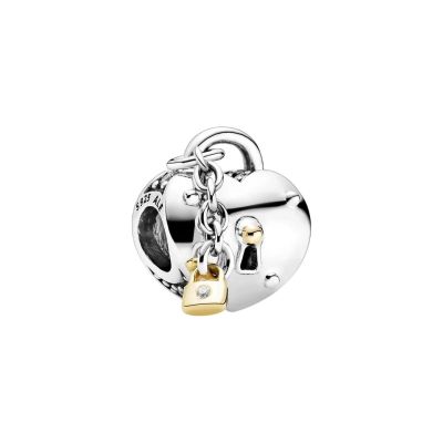 Pandora 799160C01 Charm Damen Herz und Schloss Sterling-Silber 14k Gold