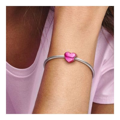 Pandora Charm Damen Rosa Metallic-Herz Sterling-Silber 793337C03