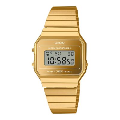 Casio Unisex-Uhr Iconic Quarz Edelstahl-Band Gold-Ton A700WEVG-9AEF