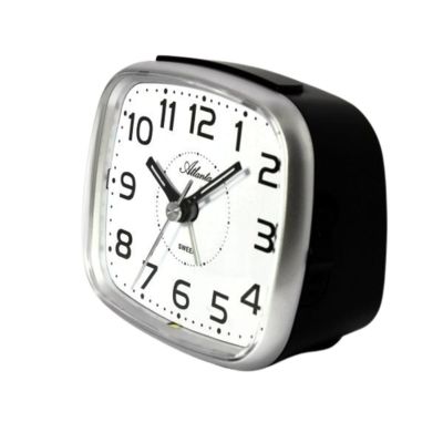 Atlanta Wecker Silber Schwarz Analog Quarz Anthrazit 03-2142-19