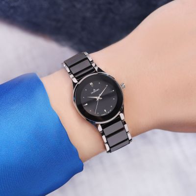 Dugena Damen-Uhr Amica Ceramica Schwarz Quarz Keramik-Armband 4460770