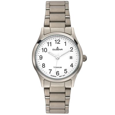 Dugena Damen-Uhr Semper Weiß Analog Quarz Titan-Armband 4460331