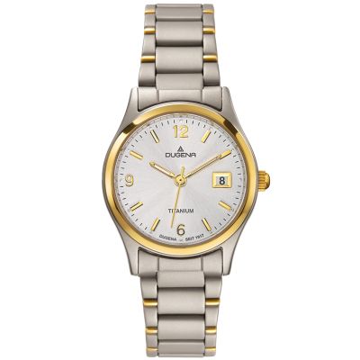 Dugena Damen-Uhr Semper Analog Quarz Titan-Armband Gold-Ton 4460333