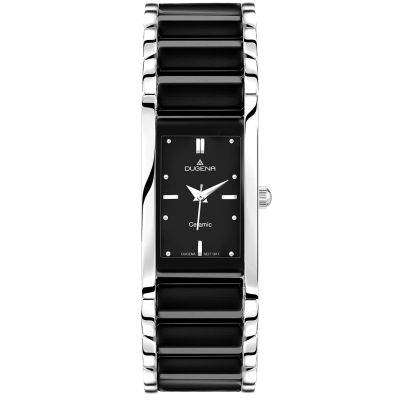 Dugena Damen-Uhr Quadra Ceramica Schwarz Quarz Keramik-Armband 4460507