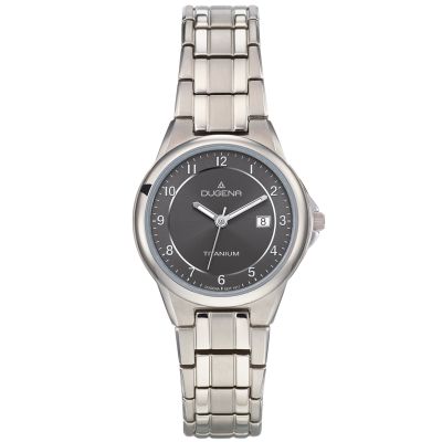 Dugena Damen-Uhr Gent Anthrazit Analog Quarz Titan-Armband 4460514
