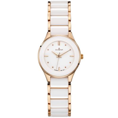Dugena Damen-Uhr Amica Weiß Quarz Keramik-Band Roségold-Ton 4460773