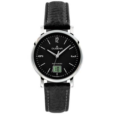 Dugena Damen-Uhr Mondo Funk Quarz Leder-Armband Schwarz 4460848