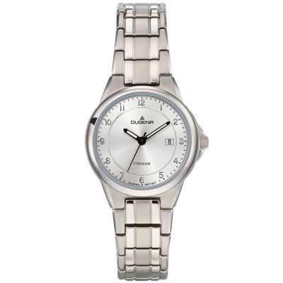 Dugena Damen-Uhr Gent Silber Analog Quarz Titan-Armband 4460870