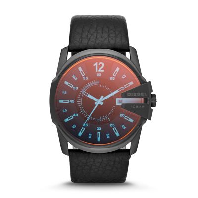 Diesel DZ1657 Herrenuhr Master Chief Analog Quarz mit Leder-Armband Ø 45 mm