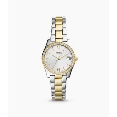 Fossil ES4319 Damen-Uhr Scarlette Mini Analog Quarz mit Edelstahl-Armband Silber