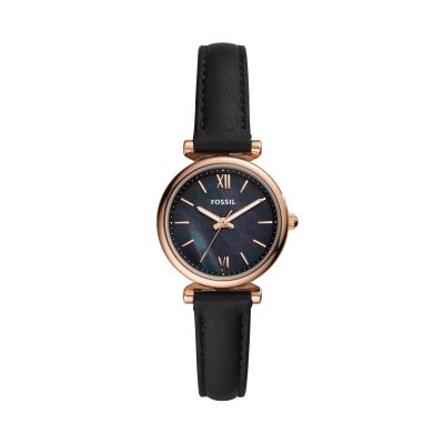 Fossil ES4700 Damen-Uhr Carlie Mini Analog Quarz mit Leder-Armband Roségold