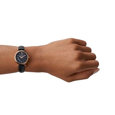 Fossil ES4700 Damen-Uhr Carlie Mini Analog Quarz mit Leder-Armband Roségold