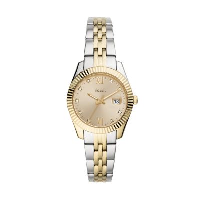 Fossil Damen-Uhr Scarlette Analog Quarz Edelstahl-Band Gold-Ton ES4949