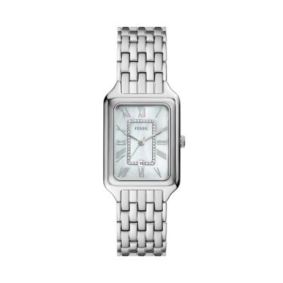 Fossil Damen-Uhr Raquel Analog Quarz Edelstahl-Band Silber-Ton ES5306