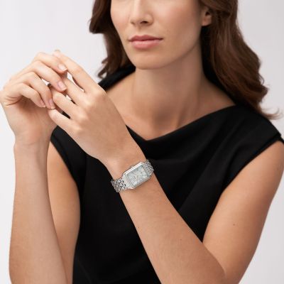Fossil Damen-Uhr Raquel Analog Quarz Edelstahl-Band Silber-Ton ES5306