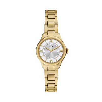Fossil Damen-Uhr Gilmore Analog Quarz Edelstahl-Band Gold-Ton ES5421 
