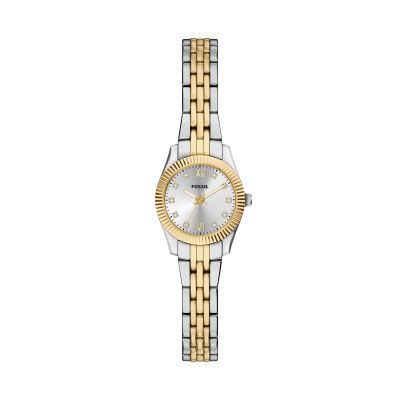 Fossil Damen-Uhr Scarlette Mini Quarz Edelstahl-Band Gold-Ton ES5473