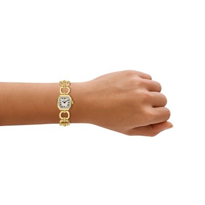 Fossil Damen-Uhr Harlow Mini Quarz Edelstahl-Band Gold-Ton ES5483