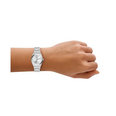 Fossil Damen-Uhr Everett Analog Quarz Edelstahl-Armband ES5490
