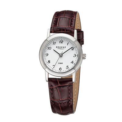 Regent Damen-Uhr Analog Quarz Leder-Armband Braun 25 mm F-1443