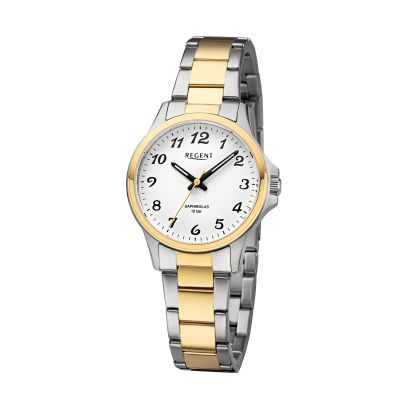 Regent Damen-Uhr Analog Quarz Metall-Band Gold- und Silber-Ton F-1460