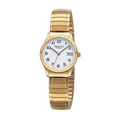 Regent Damen-Uhr Analog Quartz Edelstahl Zugband Goldton F-1513
