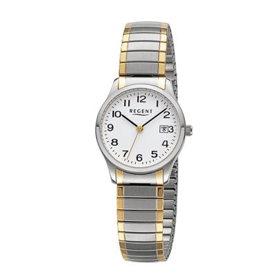 Regent Damen-Uhr Quartz Zugband Bicolor Gold GrausilberF-1514