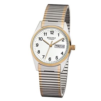Regent Herren-Uhr Analog Quartz Stahl Titan Zugband Bicolor F-880