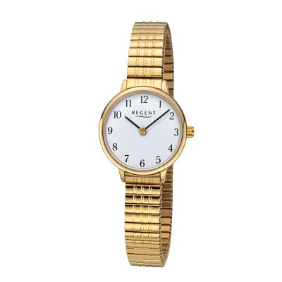 Regent Damen-Uhr Analog Quarz Metall-Zugband Gold-Ton F-1511