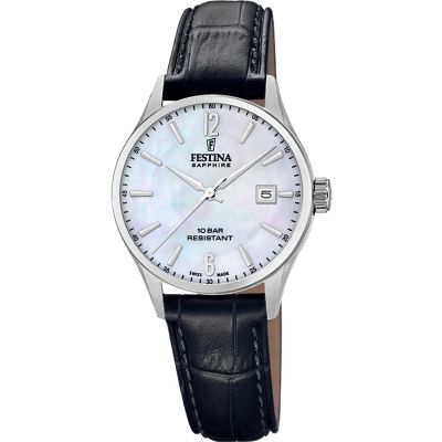 Festina Damen-Uhr Swiss Made Klassik Analog Quarz Leder-Band F20009/7