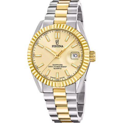 Festina Herren-Uhr Swiss Made Classic Quarz Edelstahl-Band F20085/A