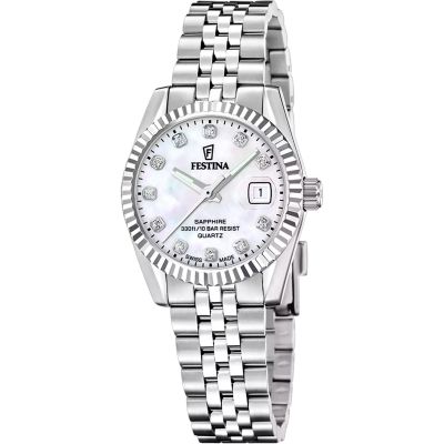 Festina Damen-Uhr Swiss Made Classic Quarz Edelstahl-Armband F20087/1