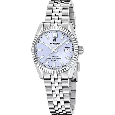 Festina Damen-Uhr Swiss Made Blue Analog Quarz Edelstahl-Band F20087/3