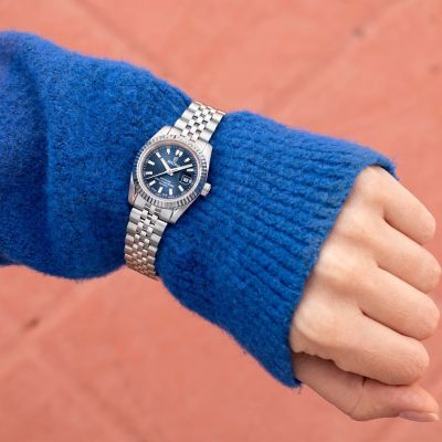 Festina Damen-Uhr Swiss Made Blau Analog Quarz Edelstahl-Band F20087/4