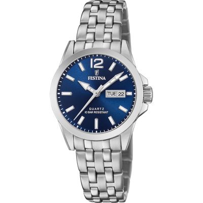 Festina Damen-Uhr Klassik Blau Analog Quarz Edelstahl-Armband F20455/3
