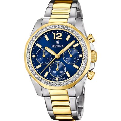 Festina Damen-Uhr Boyfriend Chronograph Quarz Edelstahl-Band F20607/2