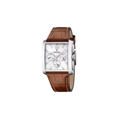 Festina F20636/1 Herren-Uhr Timeless Chronograph Braun Quarz mit Leder-Band