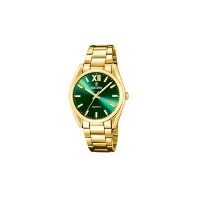 Festina F20640/9 Damen-Uhr Boyfriend Analog Quarz mit Edelstahl-Armband Gold-Ton