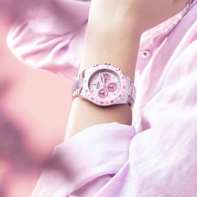 Festina Damen-Uhr Chronograph Keramik Rosa Edelstahl-Band F20693/2