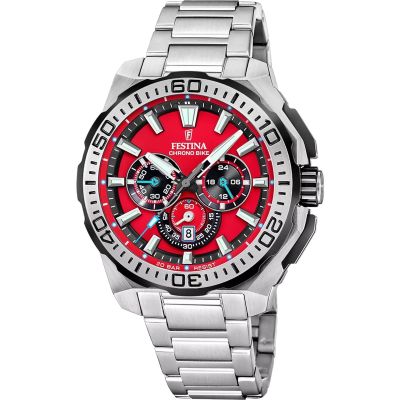 Festina Herren-Uhr Chrono Bike Analog Quarz Edelstahl-Armband F20724/5
