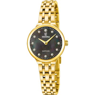 Festina Damen-Uhr Mademoiselle Quarz Edelstahl-Band Gold-Ton F20745/4
