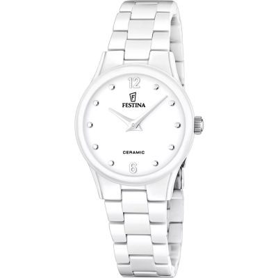 Festina Damen-Uhr Weiß Analog Quarz Keramik-Armband F20751/1