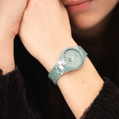 Festina Damen-Uhr Grün Analog Quarz Keramik-Armband F20751/3