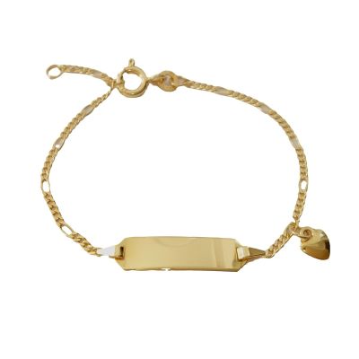 Karat FE4628/14/M ID-Armband Kinder Herz-Anhänger 1,5 mm Girl 333er Gelbgold Figaro 14 cm