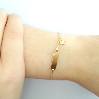 Karat FE4628/14/M ID-Armband Kinder Herz-Anhänger 1,5 mm Girl 333er Gelbgold Figaro 14 cm