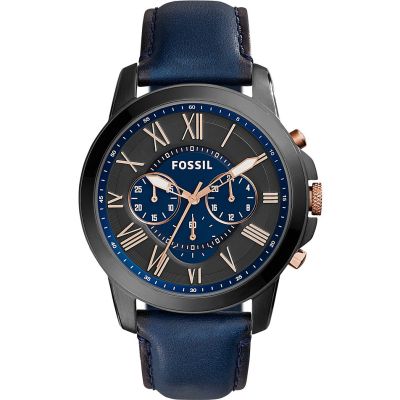 Fossil FS5061 Herren-Uhr Grant Chronograph Quarz mit Leder-Band