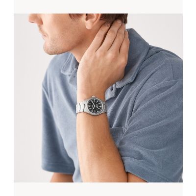 Fossil FS5973 Herren-Uhr Defender Analog Solarwerk Edelstahl-Band Ø 40 mm