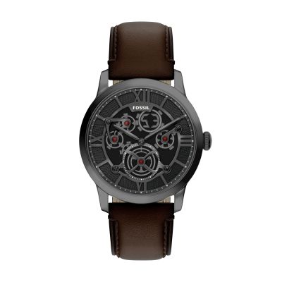 Fossil Herren-Uhr Townsman Big Tic Digital-Analog Leder-Band FS6191