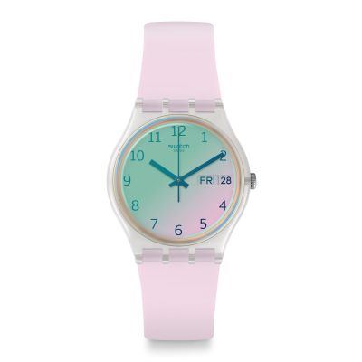 Swatch GE714 Armband-Uhr Ultrarose Analog Quarz Silikon-Band
