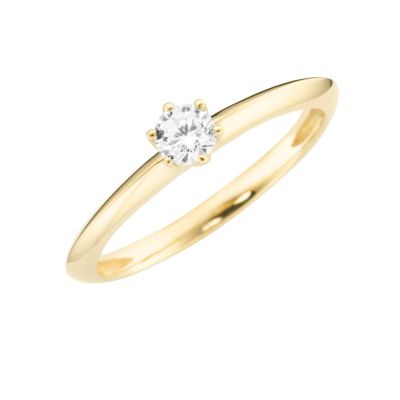 Karat 9301214000 Ring Damen im Brillantschliff 375-er Gelb-Gold Zirkonia 